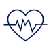 A minimalist heart icon representing health and wellness, emphasizing physical and mental well-being.