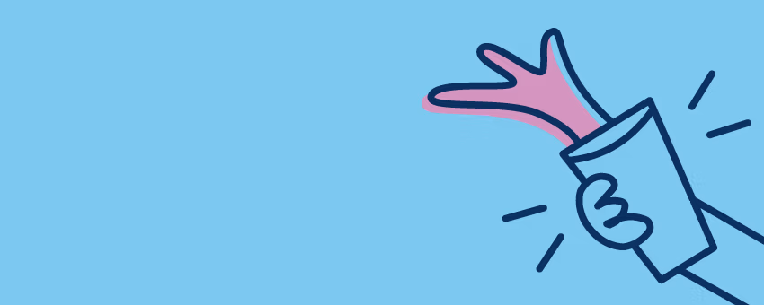 An illustration of  a coffee cup accidentally slipping from someone's grasp.