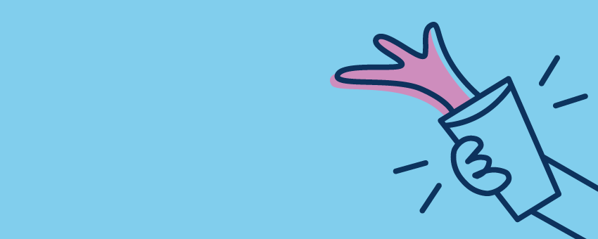 An illustration of a coffee cup accidentally slipping from someone's grasp.