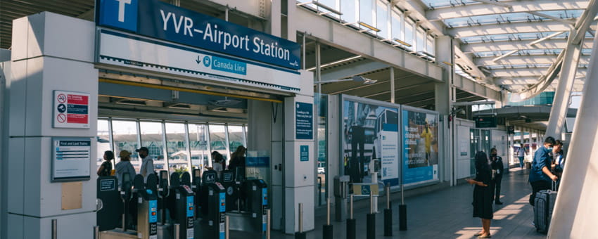 YVR Airport Station on the Canada Line on a sunny day