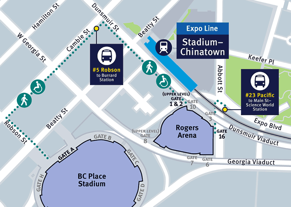 Detour map of the BC Place/Rogers Arena